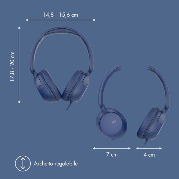 imoshion Cuffie per bambini con filo - cavo AUX - limitatore di decibel - Denim Blue