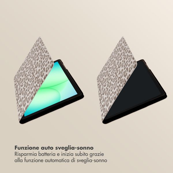 Selencia Libreria Sabi con stampa leopardata Samsung Galaxy Tab A11 Plus - Soft Ivory