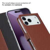 Selencia Cover a libro in vera pelle Apple iPhone 17 Pro Max - Marrone chiaro