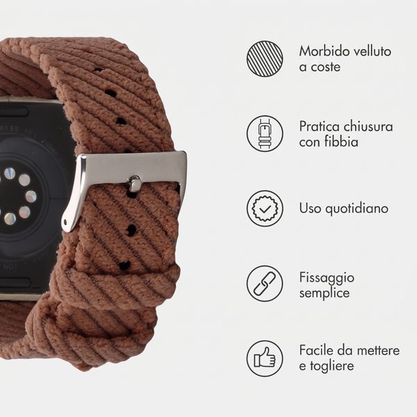 imoshion Cinturino in velluto a coste Apple Watch | 44/45/46/49 mm - Marrone