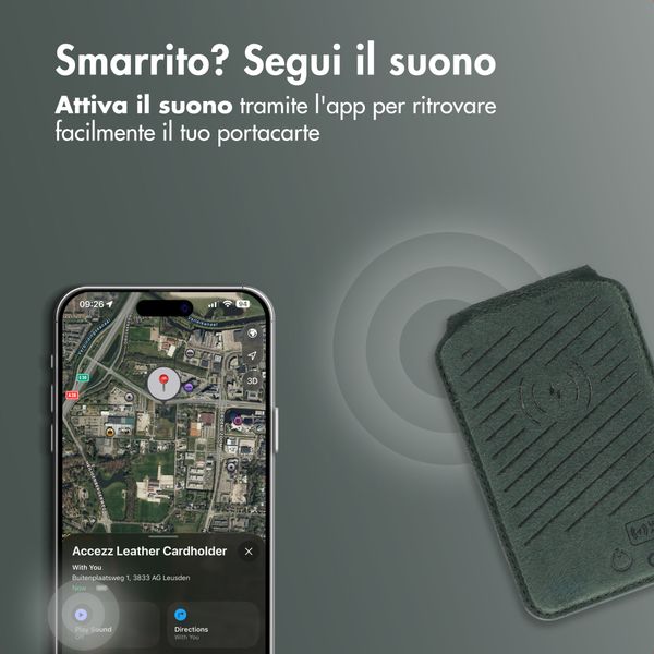 Accezz Portafoglio in pelle magnetico con supporto - Compatibile con Apple Find My - Cedar Green