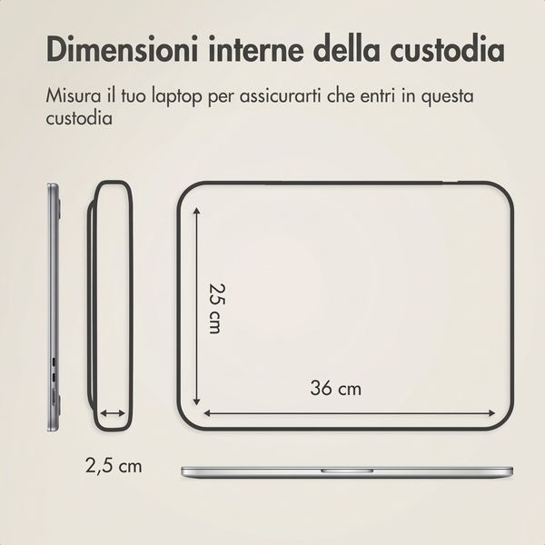 Accezz Custodia per laptop Leather con cerniera 13-14 pollici - Beige