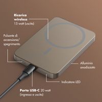 Selencia Vivid Powerbank 5.000 mAh - MagSafe e Qi - Desert Gold / Leopard
