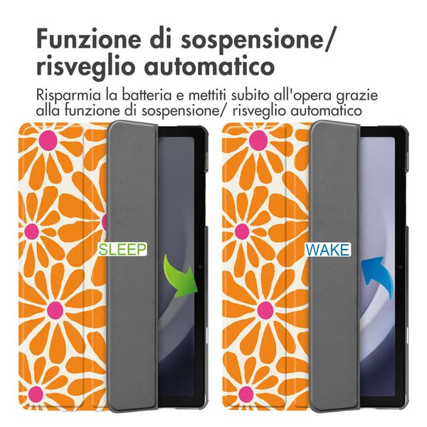 imoshion Cover Trifold Design Samsung Galaxy Tab A11 Plus / A9 Plus - Orange Flower Connect