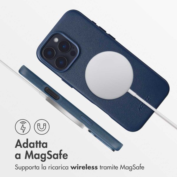 Accezz Cover in Pelle con MagSafe Apple iPhone 16 Pro Max - Nightfall Blue