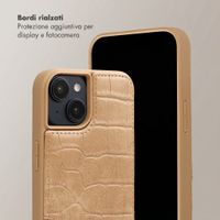Selencia Cover per telefono Nova Croco con cordino e portacarte Apple iPhone 14 / 13 - Toasted Almond