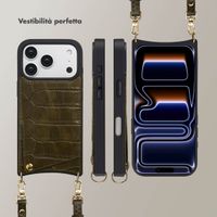 Selencia Cover per telefono Nova Croco con cordino e portacarte Apple iPhone 17 Pro - Dark Olive