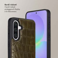 Selencia Cover per telefono Nova Croco con cordino e portacarte Samsung Galaxy A36 - Dark Olive