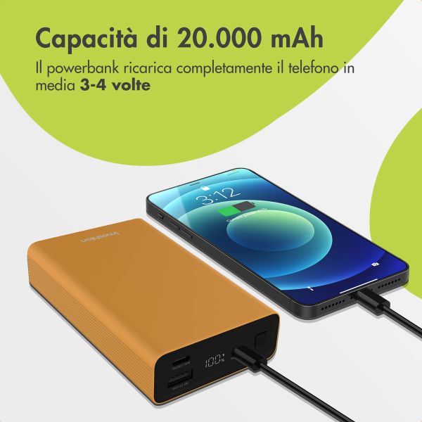 imoshion Powerbank in alluminio Ultra Series 20.000 mAh - Ricarica rapida fino a 33 watt - Oro