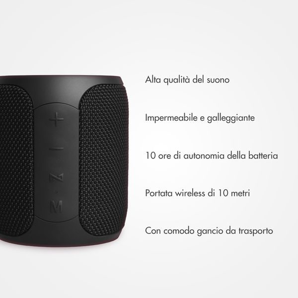 Selencia Altoparlante Bluetooth AquaPlay - Altoparlante wireless - Impermeabile - Nero