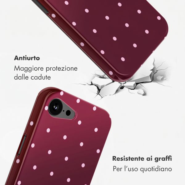 Selencia Cover posteriore Vivid con MagSafe Apple iPhone 17e / 16e - Happy Dots Burgundy