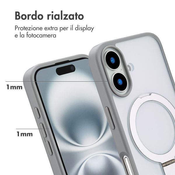 Accezz Cover con anello e supporto con MagSafe Apple iPhone 16 - Grigio