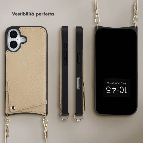 Selencia Cover per telefono Nova con cordino e portacarte Apple iPhone 17 - Beige