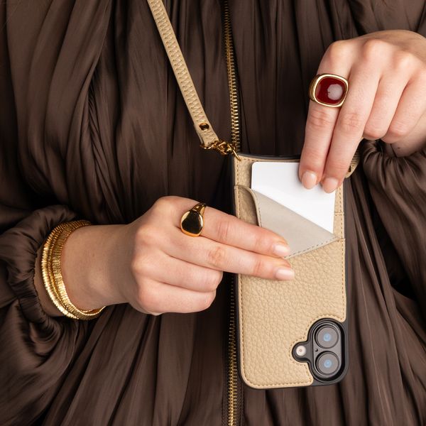 Selencia Cover per telefono Nova con cordino e portacarte Samsung Galaxy S25 FE - Beige