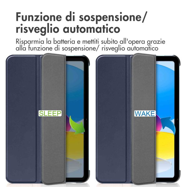 imoshion Cover a libro Trifold Apple iPad 11 (2025) 11 pollici A16 / iPad 10 (2022) 10.9 pollici - Blu