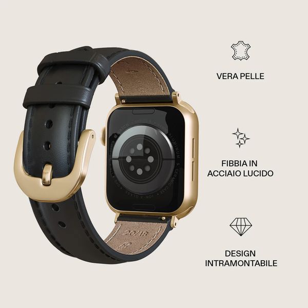 Burga Cinturino in vera pelle Apple Watch | 38/40/41/42 mm - Don't Text / Gold