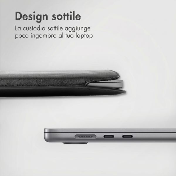 Accezz Cover in pelle per Apple MacBook 14 pollici - Laptopsleeve - Nera