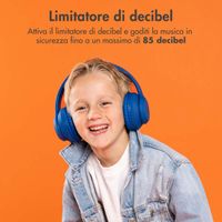 imoshion Cuffie wireless per bambini con LED Light - Limitatore di decibel - Con cavo AUX - Cobalt Blue