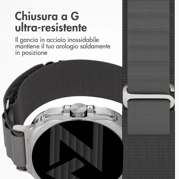 Accezz Cinturino in nylon Alpine Samsung Galaxy Watch Ultra 2 (2026) / Ultra (2024/2025) - Dark Grey