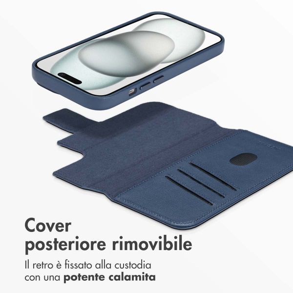 Accezz Cover in pelle 2 in 1 con MagSafe Apple iPhone 15 - Nightfall Blue