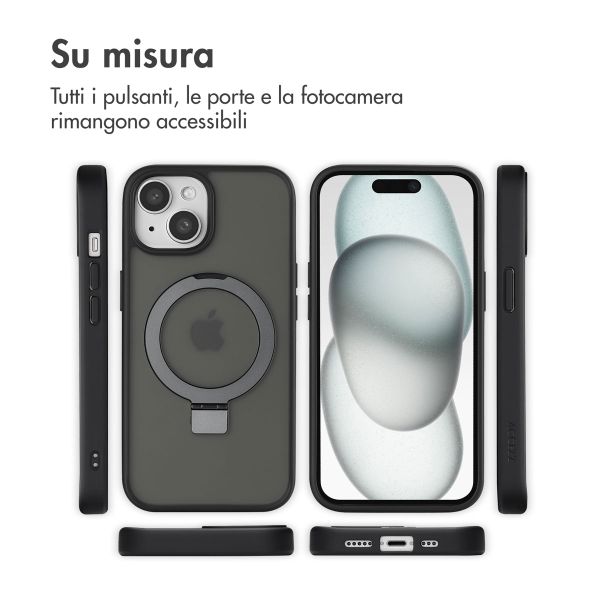 Accezz Cover con anello e supporto con MagSafe Apple iPhone 15 - Nero