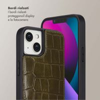 Selencia Cover per telefono Nova Croco con cordino e portacarte Apple iPhone 14 / 13 - Dark Olive