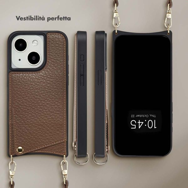 Selencia Cover per telefono Nova con cordino e portacarte Apple iPhone 15 - Mocha Brown