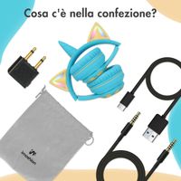 imoshion Cuffie wireless per bambini Unicorn LED Light - Limitatore di decibel - Con cavo AUX - Soft Blue / Yellow