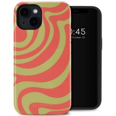 Selencia Cover posteriore Vivid con MagSafe Apple iPhone 14 - Wavy Swirl Orange Fern
