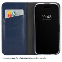 Selencia Cover a libro in vera pelle Apple iPhone 16 Plus - Blu