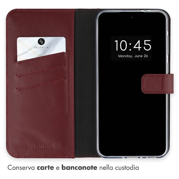 Selencia Cover a libro in vera pelle Samsung Galaxy A36 / A56 - Burgundy
