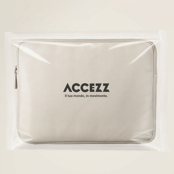 Accezz Custodia per laptop Leather con cerniera 13-14 pollici - Beige
