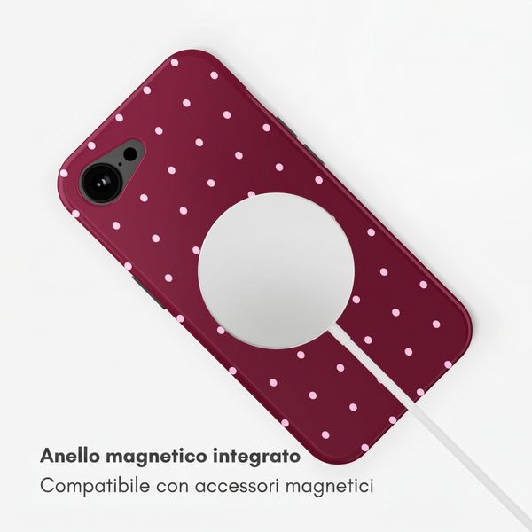 Selencia Cover posteriore Vivid con MagSafe Apple iPhone 17e / 16e - Happy Dots Burgundy