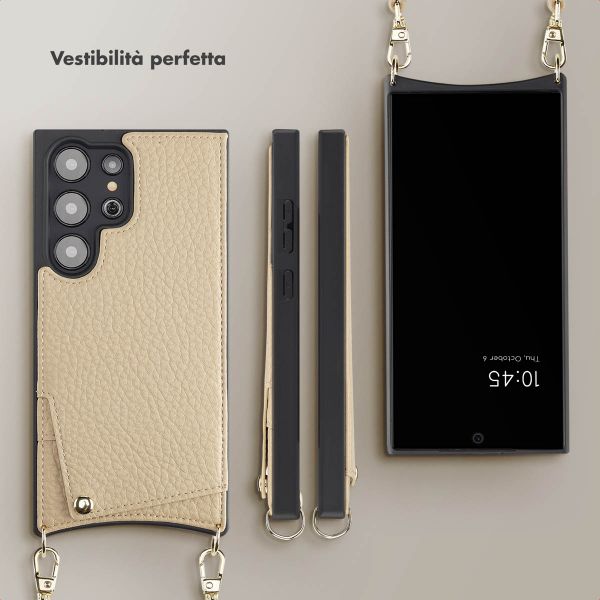 Selencia Cover per telefono Nova con cordino e portacarte Samsung Galaxy S24 Ultra - Beige