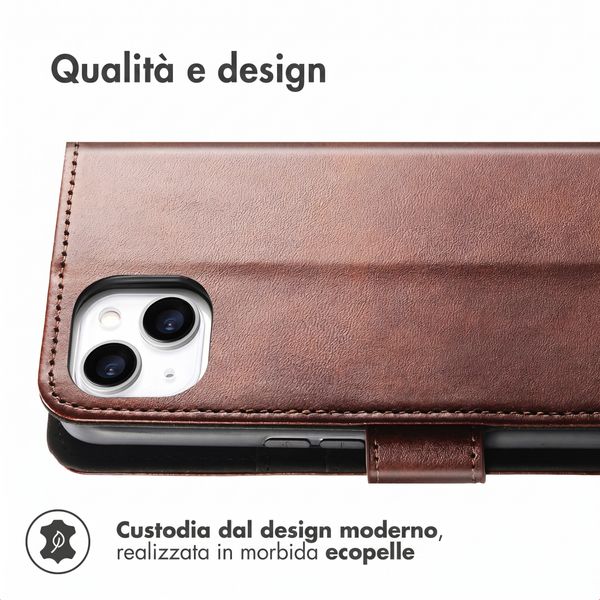imoshion Cover a libro di Lusso Apple iPhone 15 - Marrone scuro