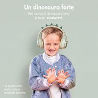 imoshion Cuffie Bluetooth Kids Dino - Cuffie per bambini con limitatore di decibel - Cuffie wireless + cavo AUX - Brown / Orange