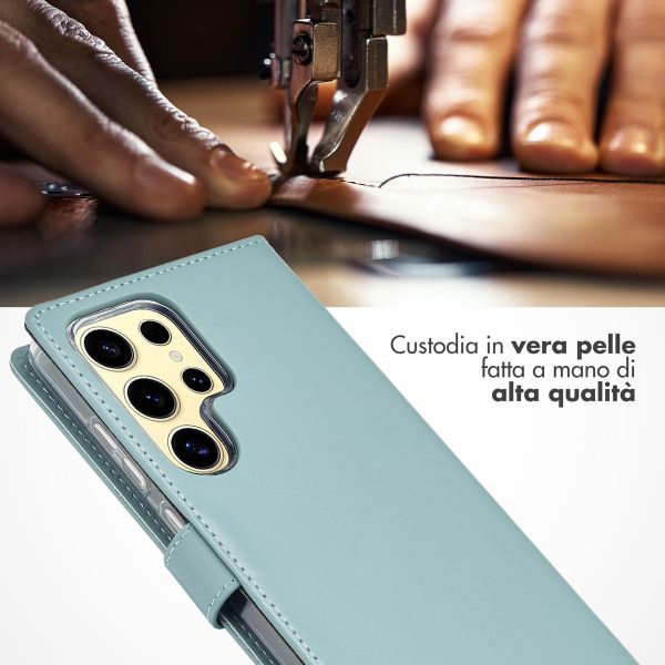 Selencia Cover a libro in vera pelle Samsung Galaxy S25 Ultra - Air Blue
