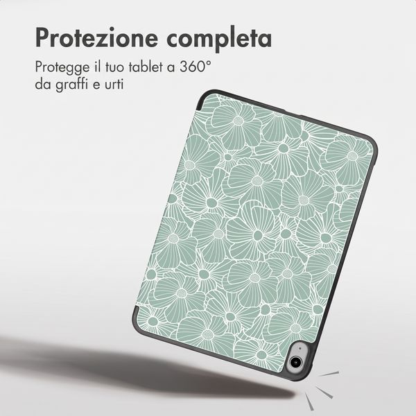 imoshion Cover Trifold Design Apple iPad 11 (2025) 11 pollici A16 / iPad 10 (2022) 10.9 pollici - Botanica