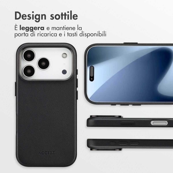 Accezz Cover in Pelle con MagSafe Apple iPhone 17 Pro - Onyx Black