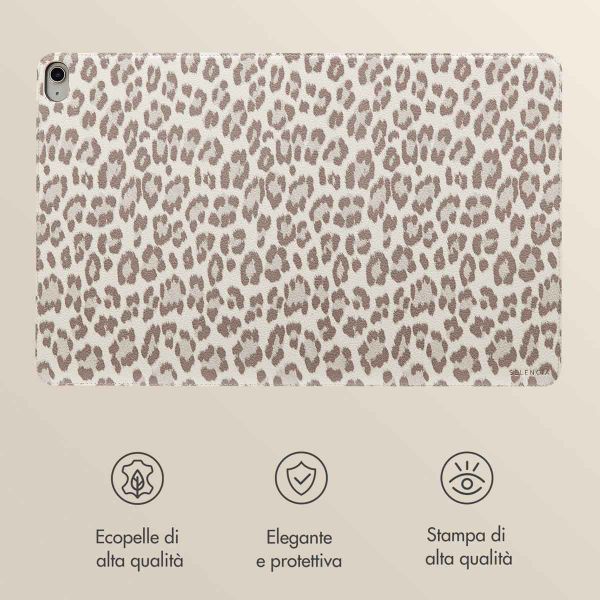 Selencia Libreria Sabi con stampa leopardata Apple iPad Air 11 pollici (2026) M4 / (2025) M3 / (2024) M2 / Air 5 (2022) / Air 4 (2020) - Soft Ivory
