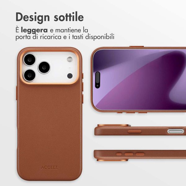 Accezz Cover in Pelle con MagSafe Apple iPhone 17 Pro Max - Sienna Brown