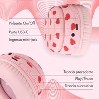 imoshion Cuffie wireless per bambini con LED Light - Limitatore di decibel - Con cavo AUX - Cuoricini