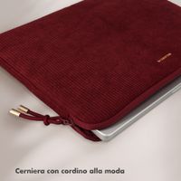 Selencia Cover per laptop in velluto a coste 15-16 pollici - Sleeve per laptop - Deep Burgundy