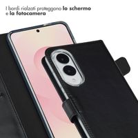 Selencia Cover a libro in vera pelle Samsung Galaxy S25 Edge - Nero