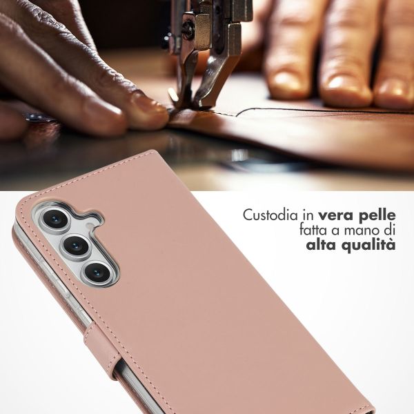 Selencia Cover a libro in vera pelle Samsung Galaxy S25 FE - Dusty Pink