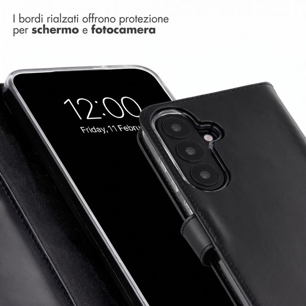 Selencia Cover a libro in vera pelle Samsung Galaxy S26 FE - Nero