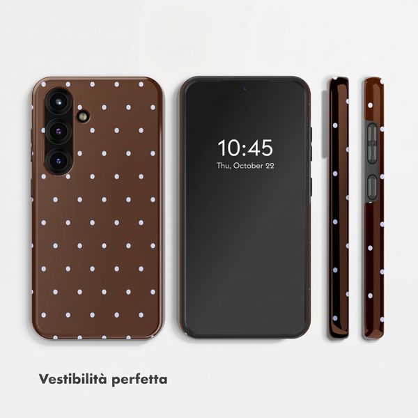 Selencia Cover Posteriore Vivid Samsung Galaxy S25 - Happy Dots Chocolate