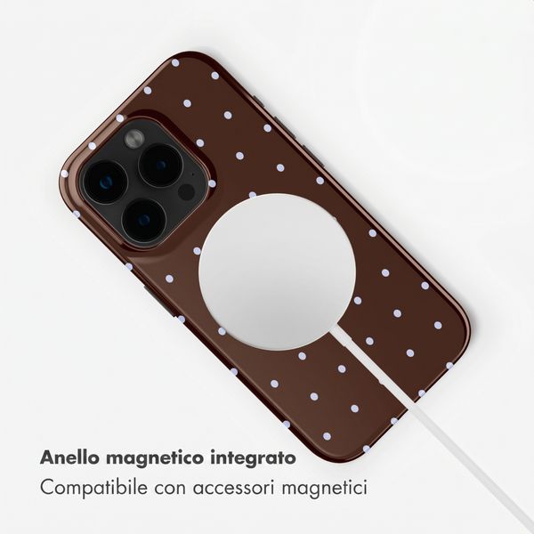 Selencia Cover posteriore Vivid con MagSafe Apple iPhone 15 Pro - Happy Dots Chocolate
