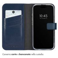 Selencia Cover a libro in vera pelle Apple iPhone 16 Pro - Blu