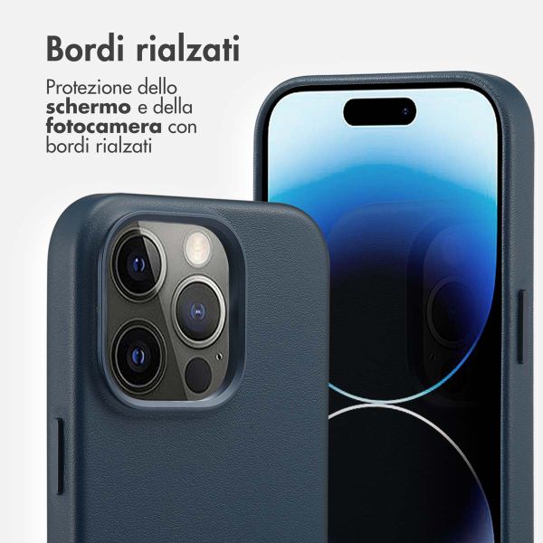 Accezz Cover in Pelle con MagSafe Apple iPhone 14 Pro - Nightfall Blue